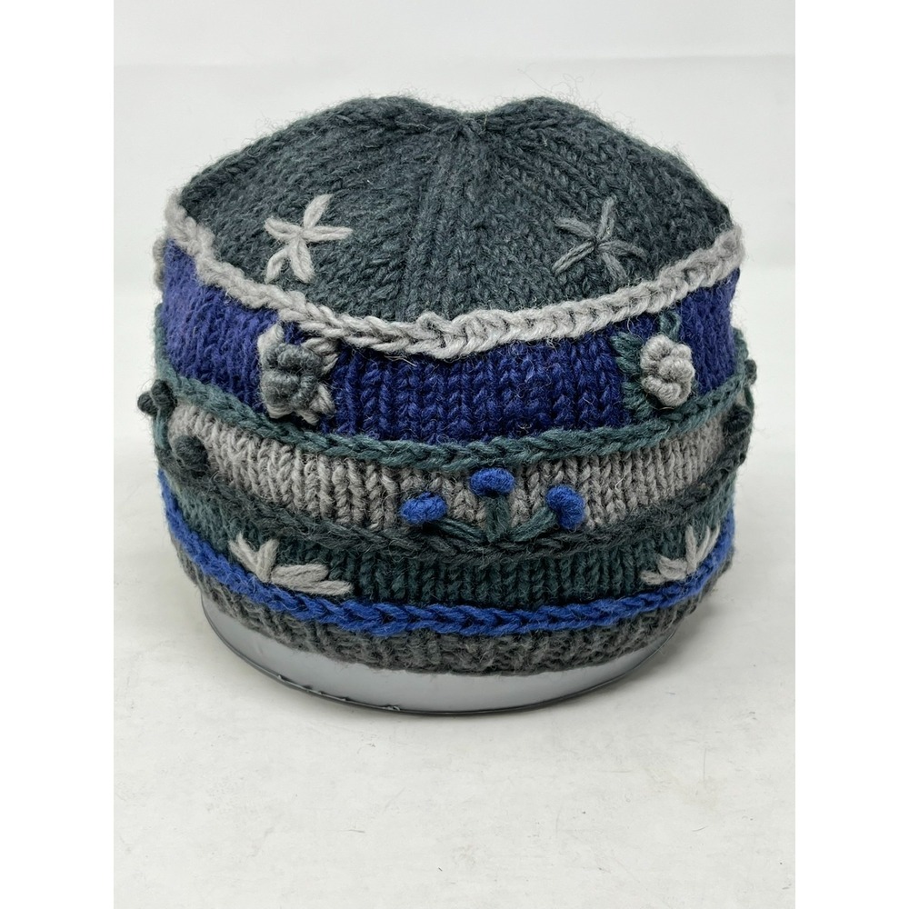 NWT Cheveaux Woolen Beanie Hat Hand Made in‎ Nepal Lined Brown Indigo